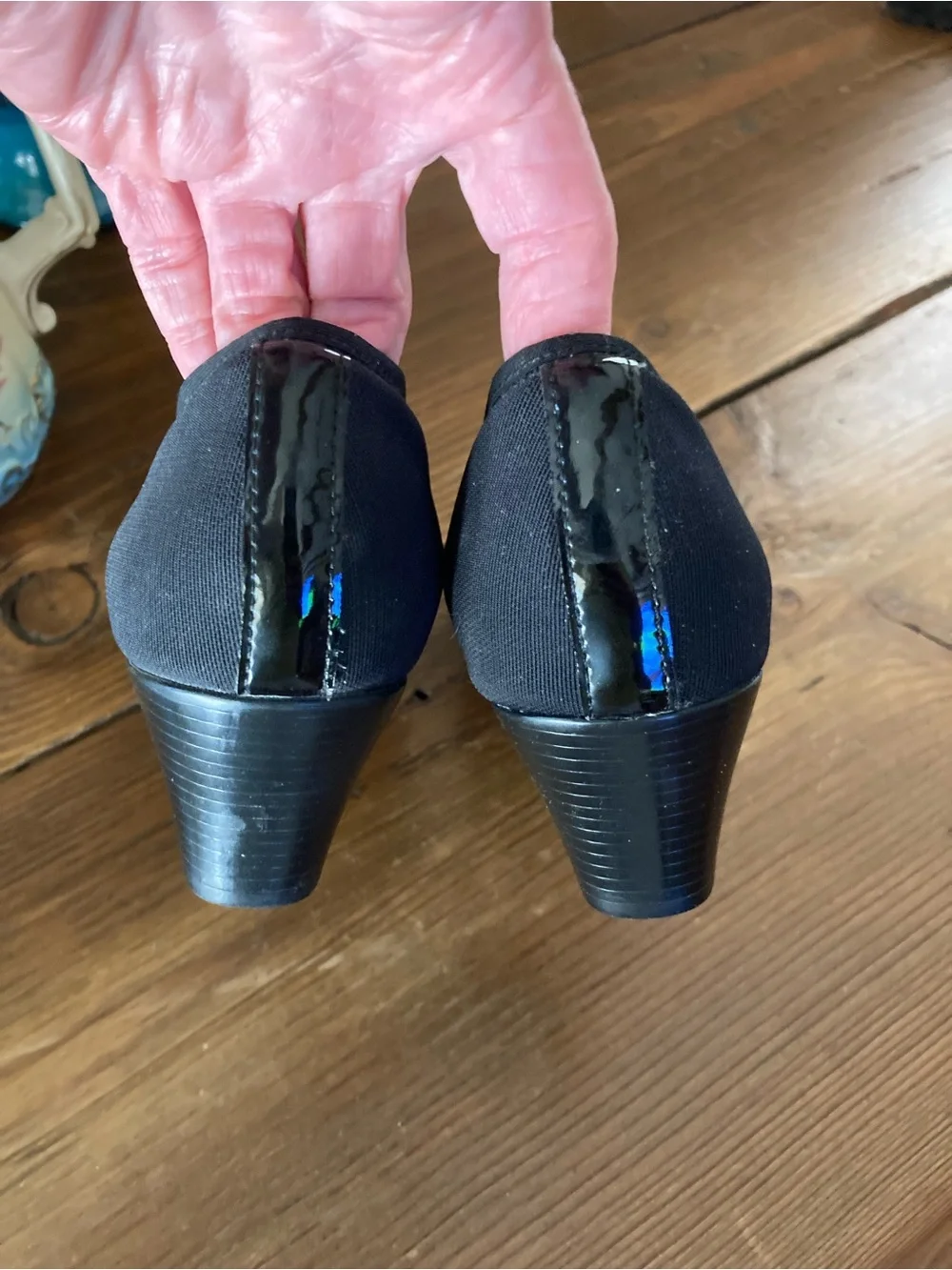 Munro Black Open-Toe Crossover Pumps